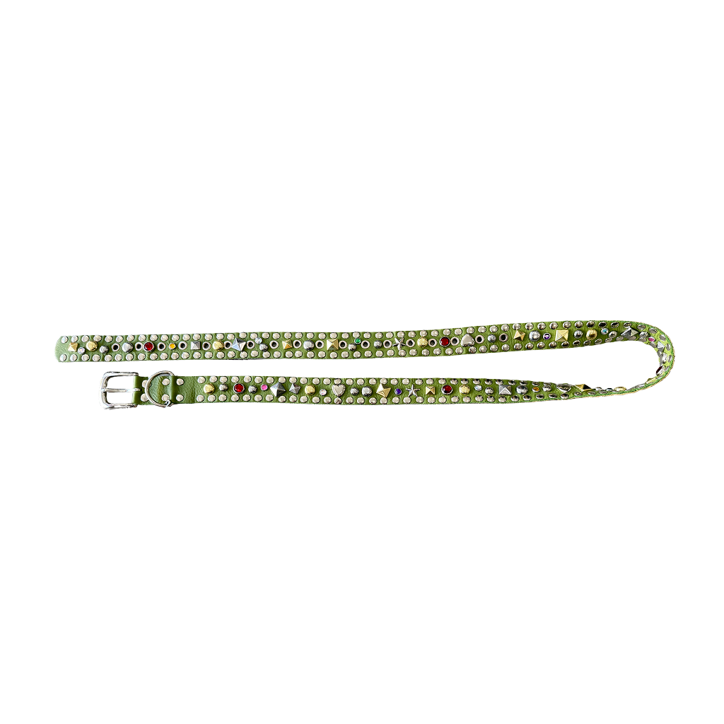 Green Studded Busy Boarder Belt