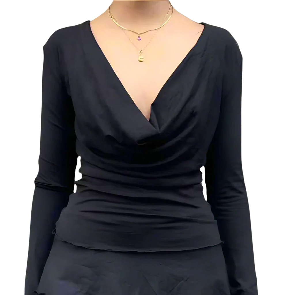 Deep Cowl Top - Black