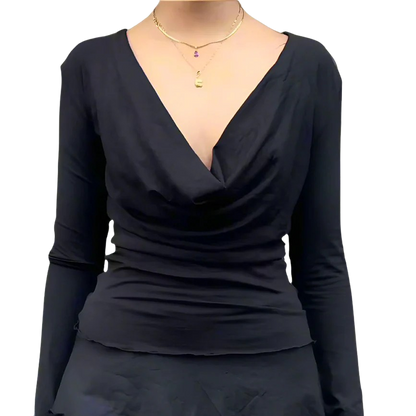 Deep Cowl Top - Black