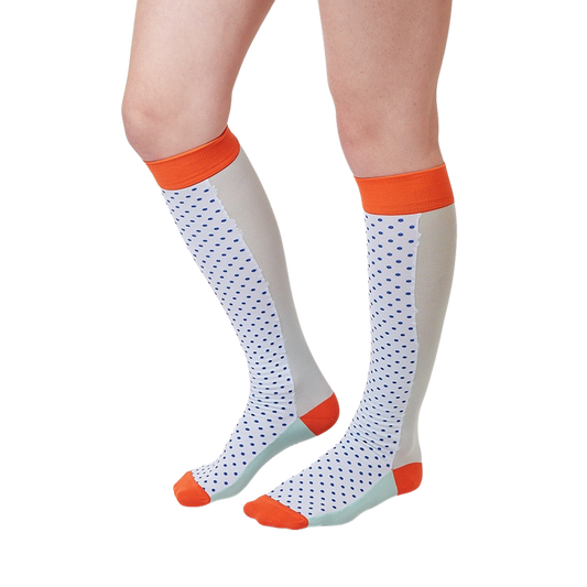 Blue Micro Dot Knee High Socks