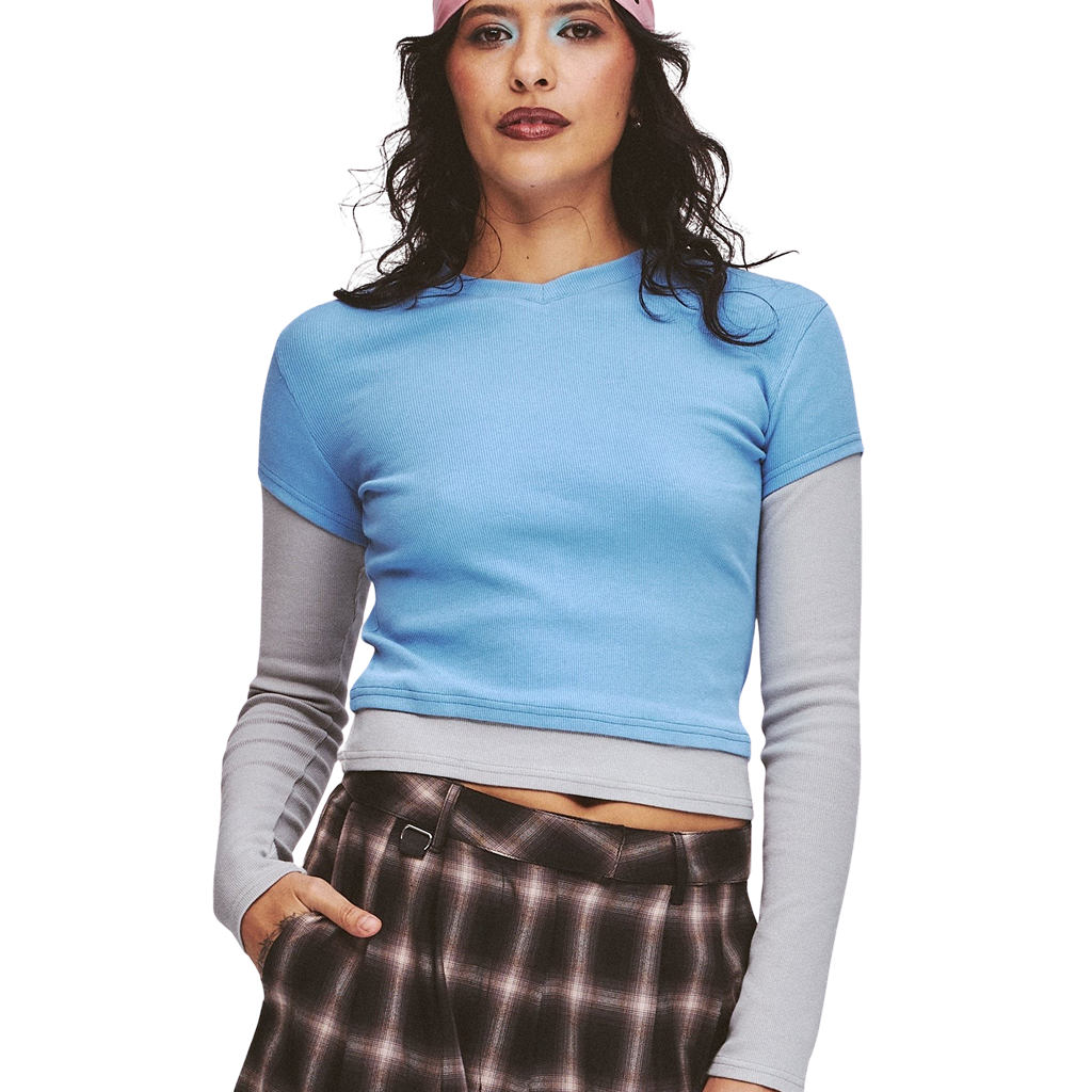 Tea Break Double Sleeve Tee Blue/Grey