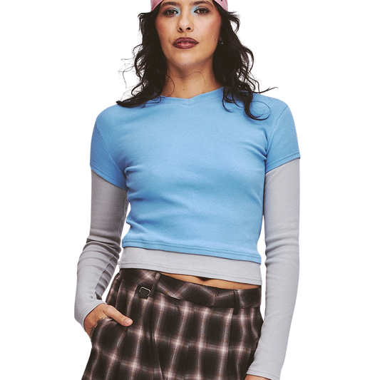Tea Break Double Sleeve Tee Blue/Grey