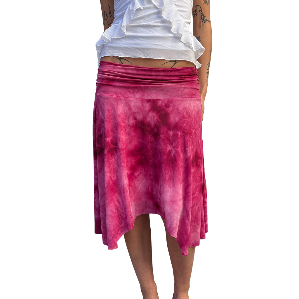 Metallic 2000s Tie Dye pixie Midi Skirt