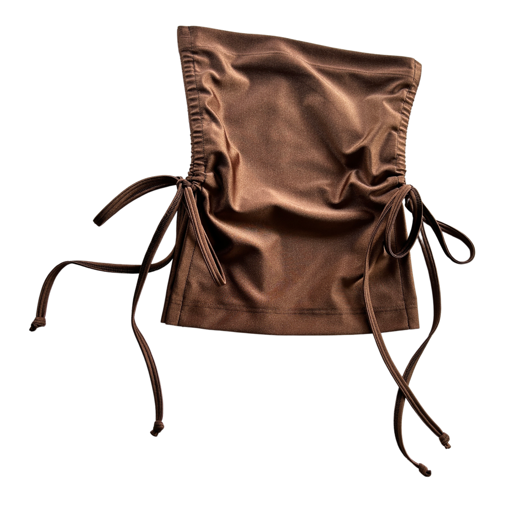 Ruched Crop Boobtube - Brown