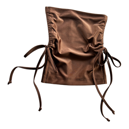 Ruched Crop Boobtube - Brown