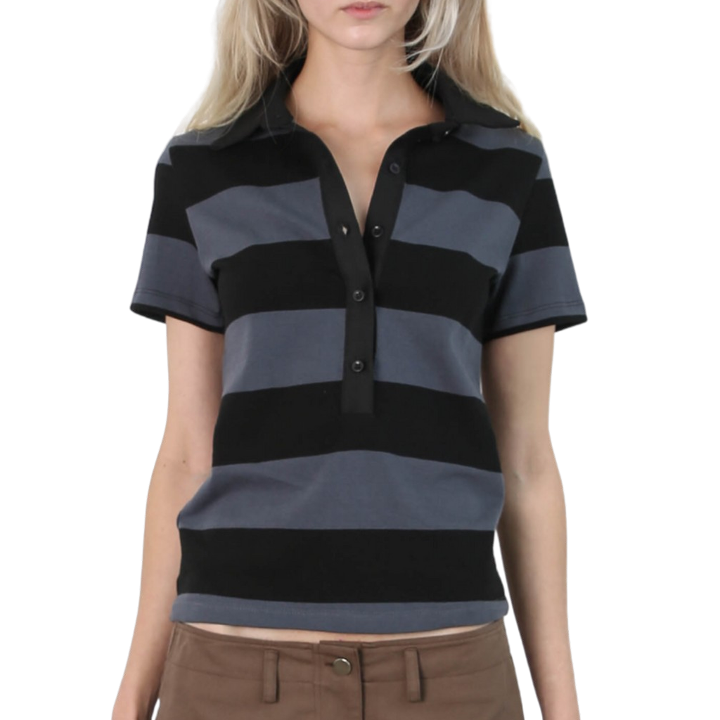 Polo Tee - Steel Blue/Black