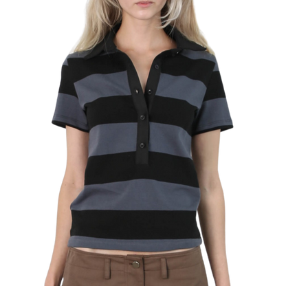 Polo Tee - Steel Blue/Black
