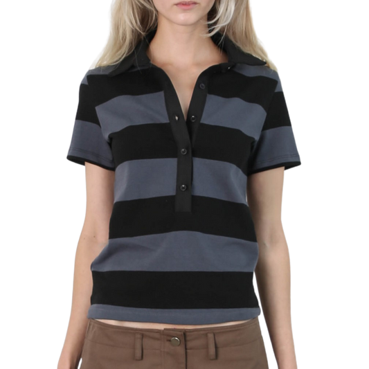 Polo Tee - Steel Blue/Black
