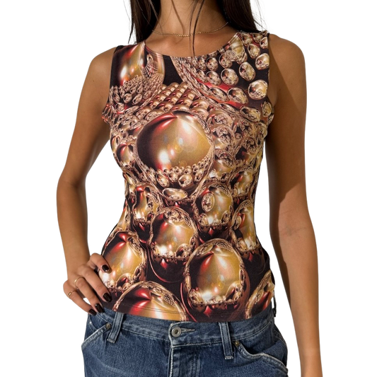 Trippy Chrome Graphic 2000s Tank