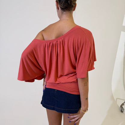 Coral Batwing Bronze Sequin Trim