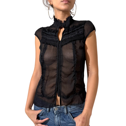 Guess Sheer Chiffon Ruffle Top