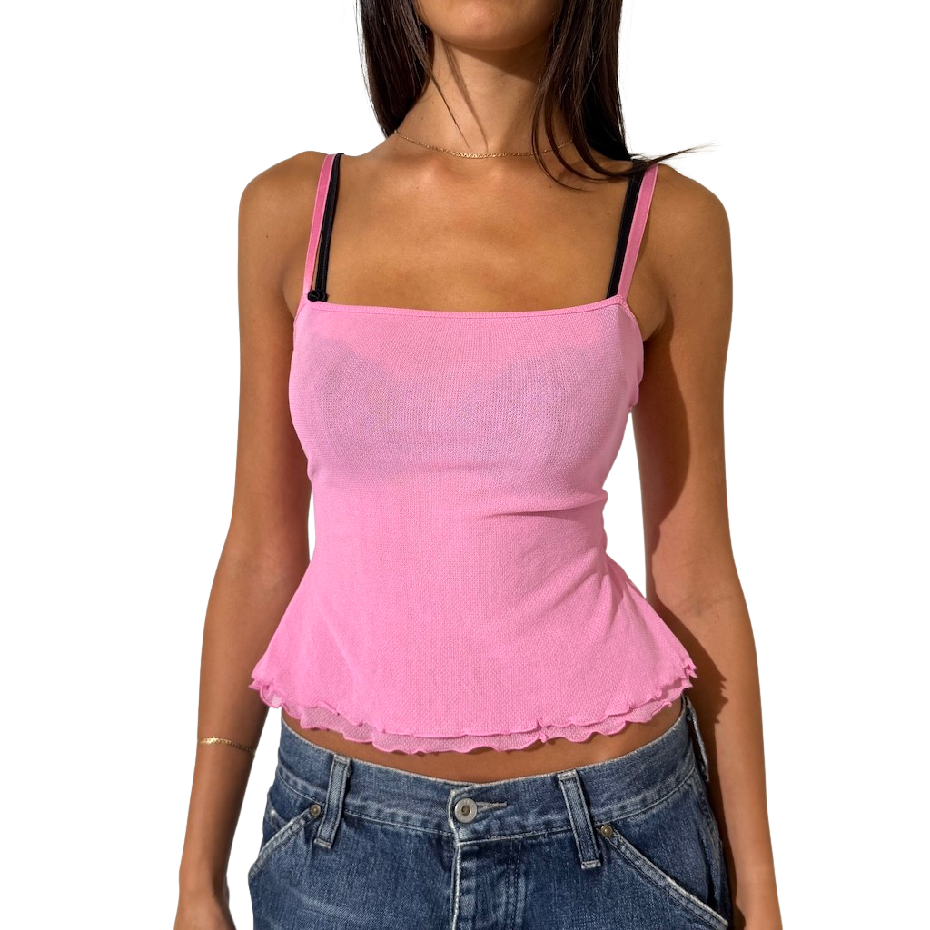 Mesh Pink Cami with Butterfly back