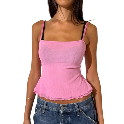 Mesh Pink Cami with Butterfly back