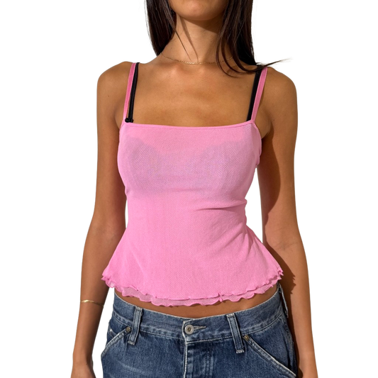 Mesh Pink Cami with Butterfly back