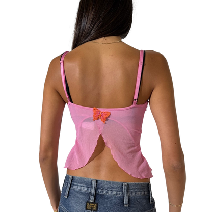 Mesh Pink Cami with Butterfly back