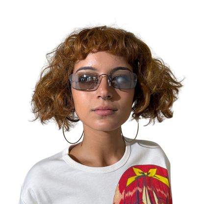 Y2K Half Rimless Clear Rectangle Sunglasses