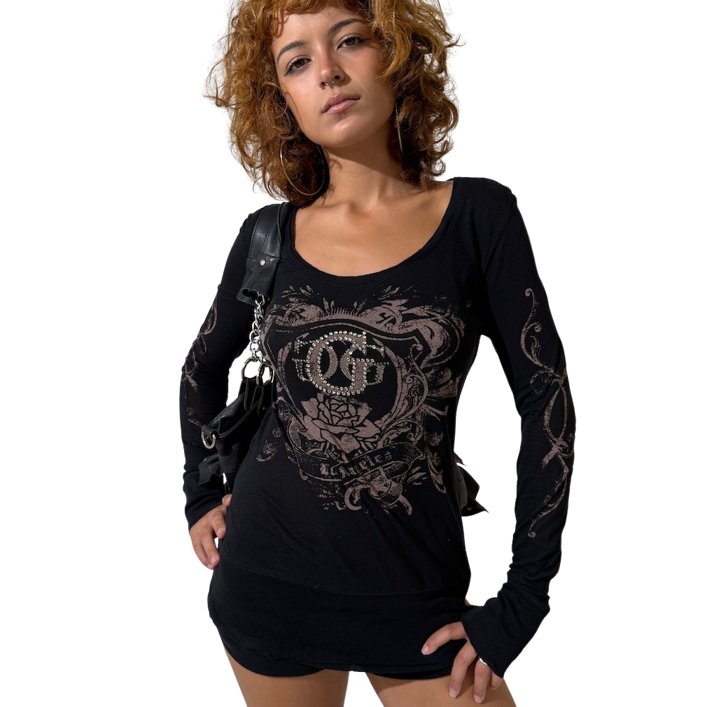 2000s Guess Graphic Black Long Sleeve