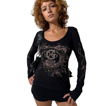 2000s Guess Graphic Black Long Sleeve