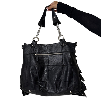 Vintage Leather Studded Ruffle Bag