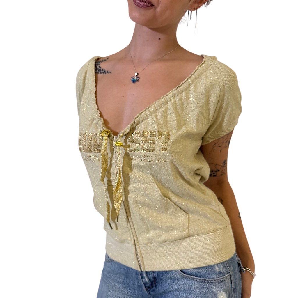 Guess Gold Metallic Hooded Tee