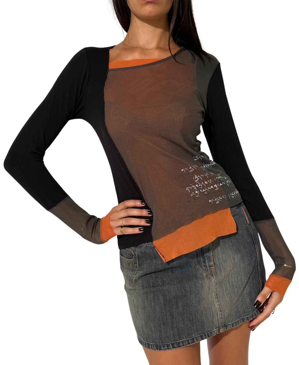Cop Copine Blocked Mesh Top