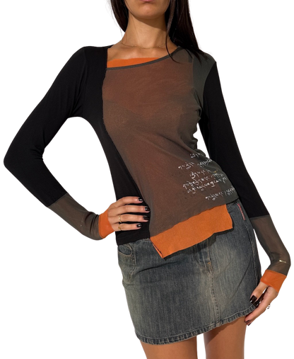 Cop Copine Blocked Mesh Top
