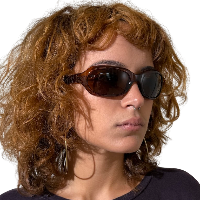 Brown Amber Oval Sunglasses