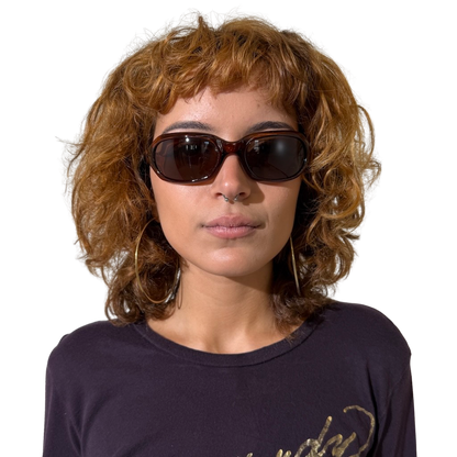 Brown Amber Oval Sunglasses