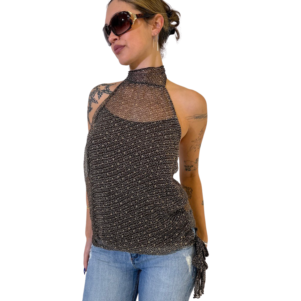 Sheer High Neck Halter Top