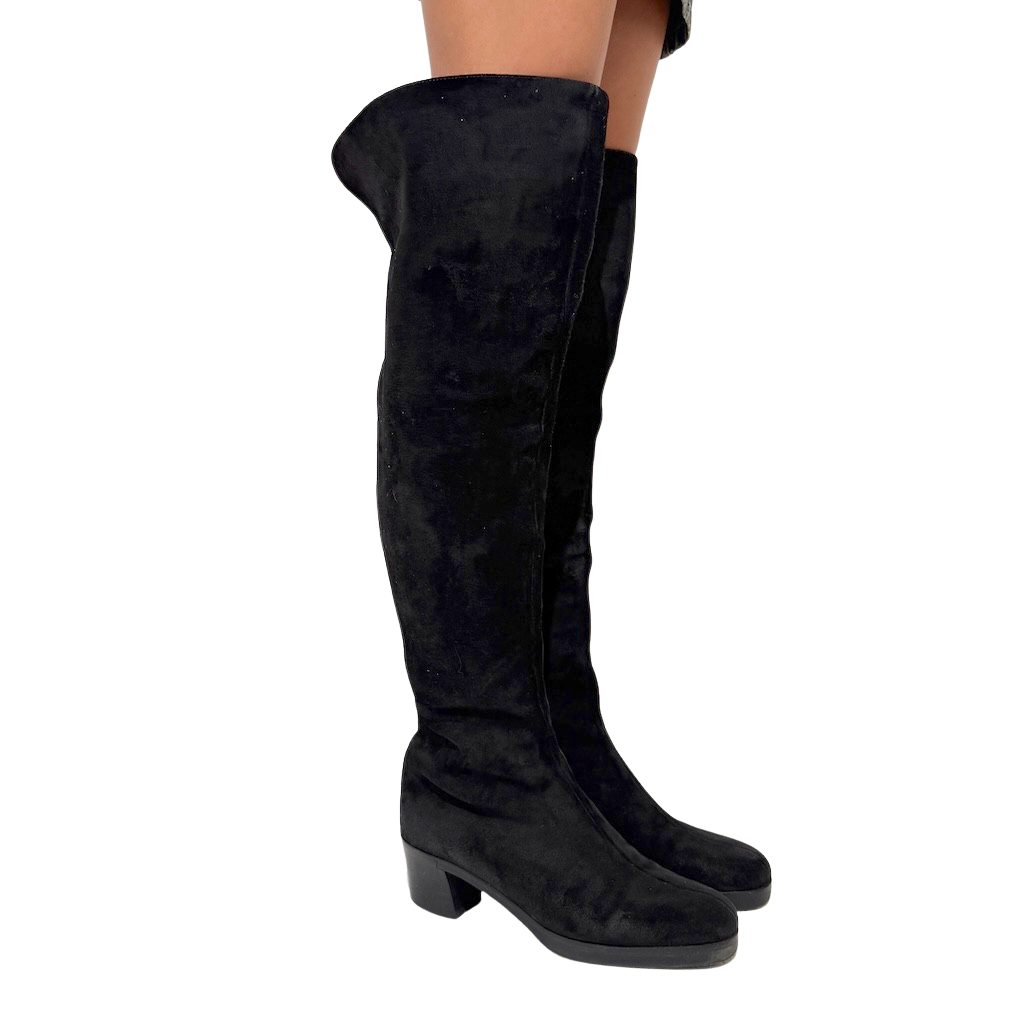Prada Over the Knee-High Suede Boots
