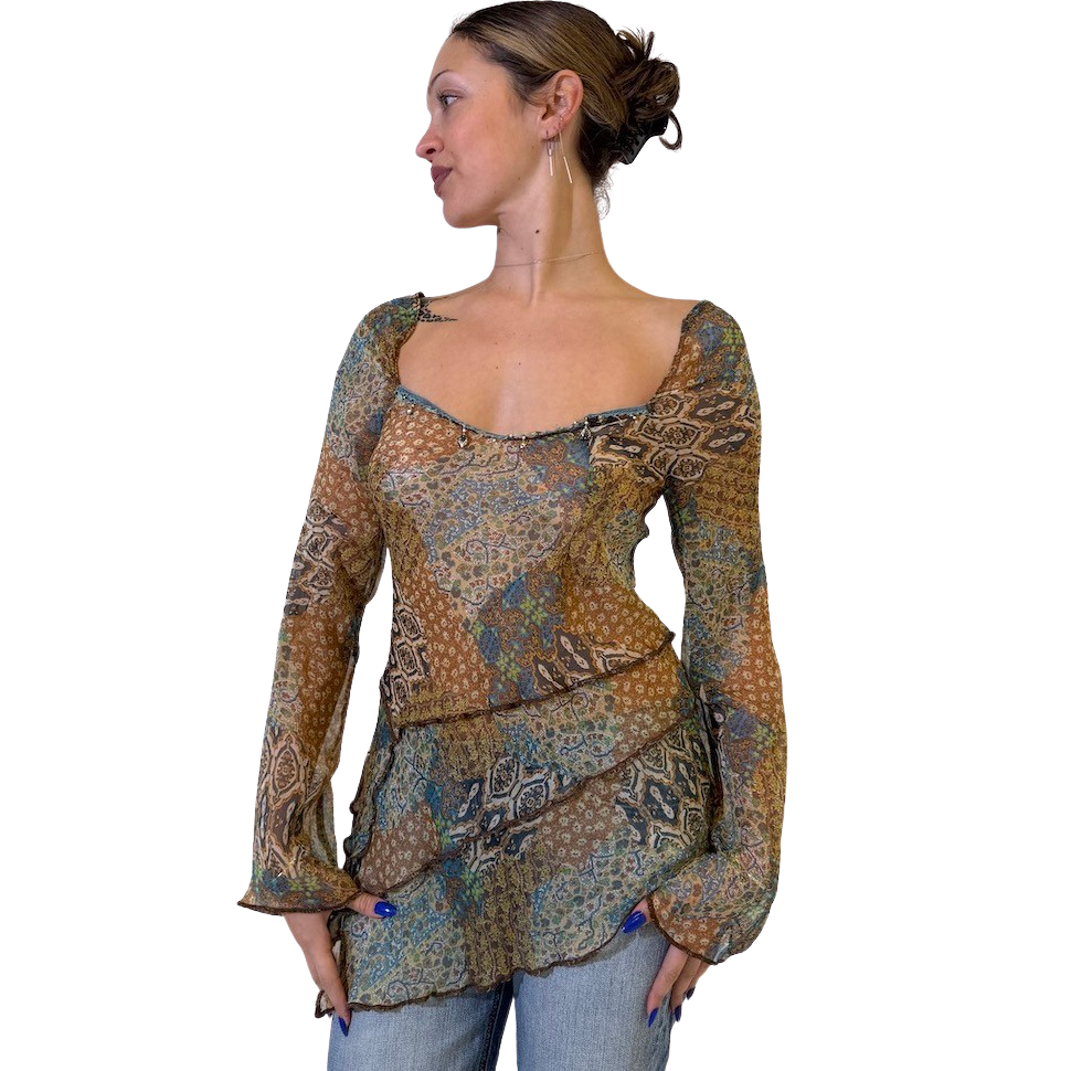 Silk Boho Asymmetric Top
