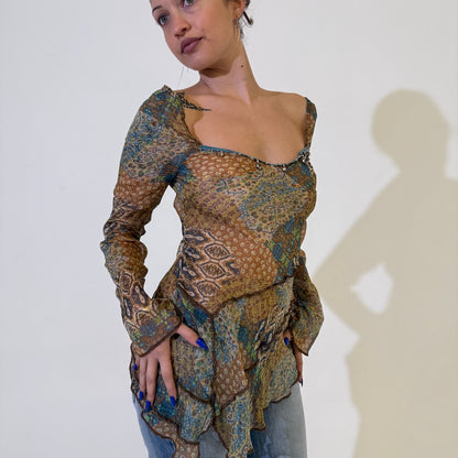 Silk Boho Asymmetric Top