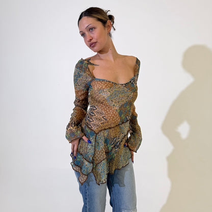 Silk Boho Asymmetric Top