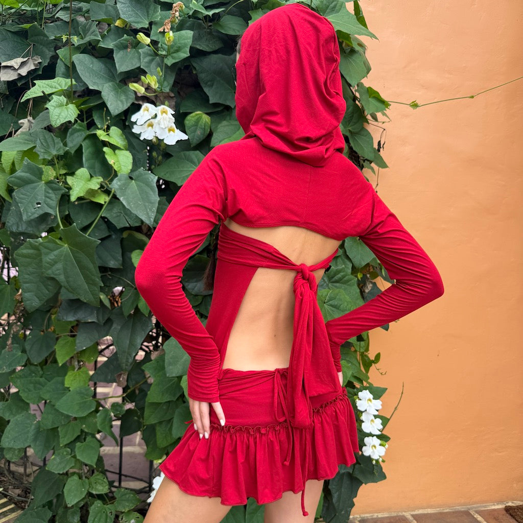 Cherry Hooded Bolero Cardi