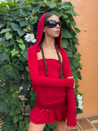 Cherry Hooded Bolero Cardi