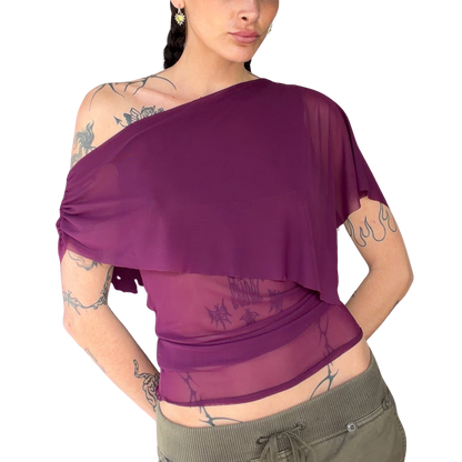 Mesh Draped Top - Purple