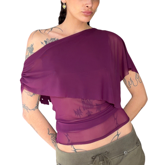 Mesh Draped Top - Purple