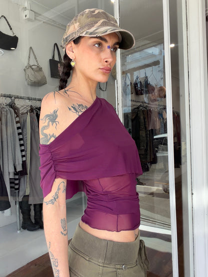 Mesh Draped Top - Purple