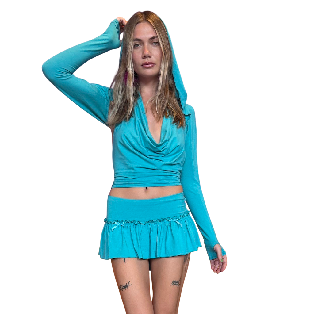 Aqua Hooded Bolero Cardi