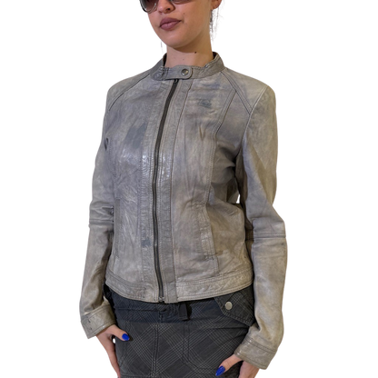 Distressed Biker Leather Jacket