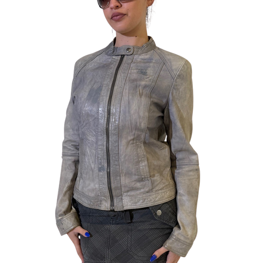 Distressed Biker Leather Jacket