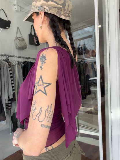 Mesh Draped Top - Purple