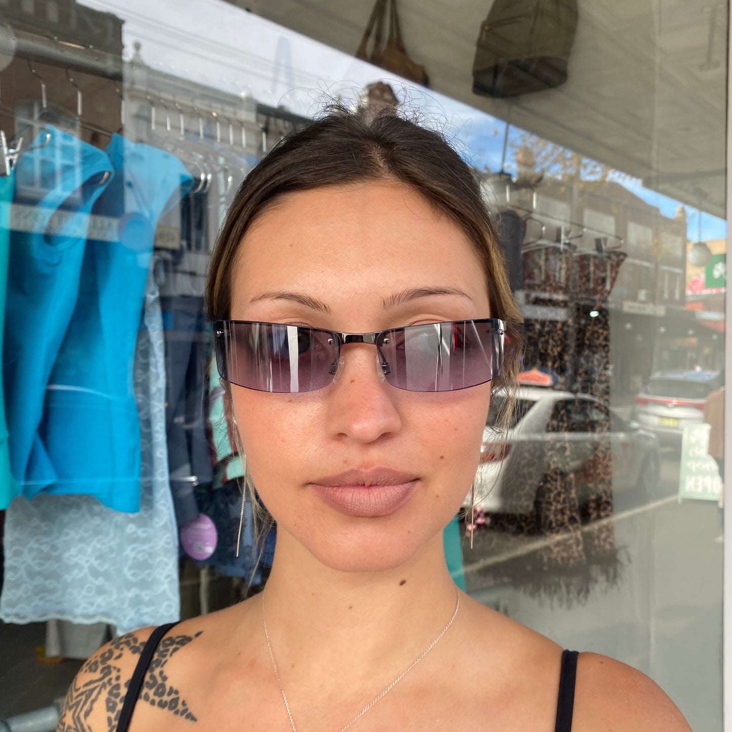 Blue Frameless Raver Sunglasses