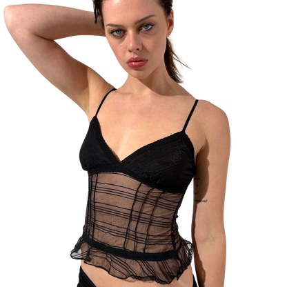 Stripe Mesh Delicate Cami