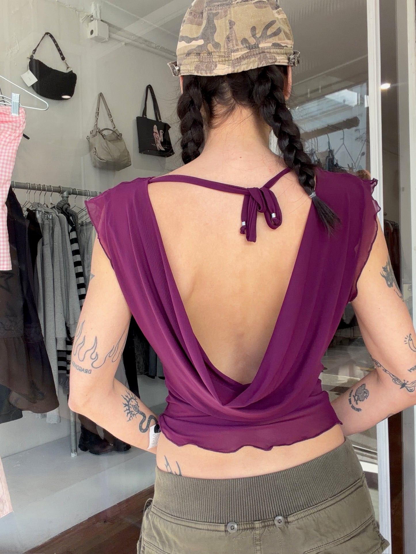 Mercury Mesh Drape Top -  Purple