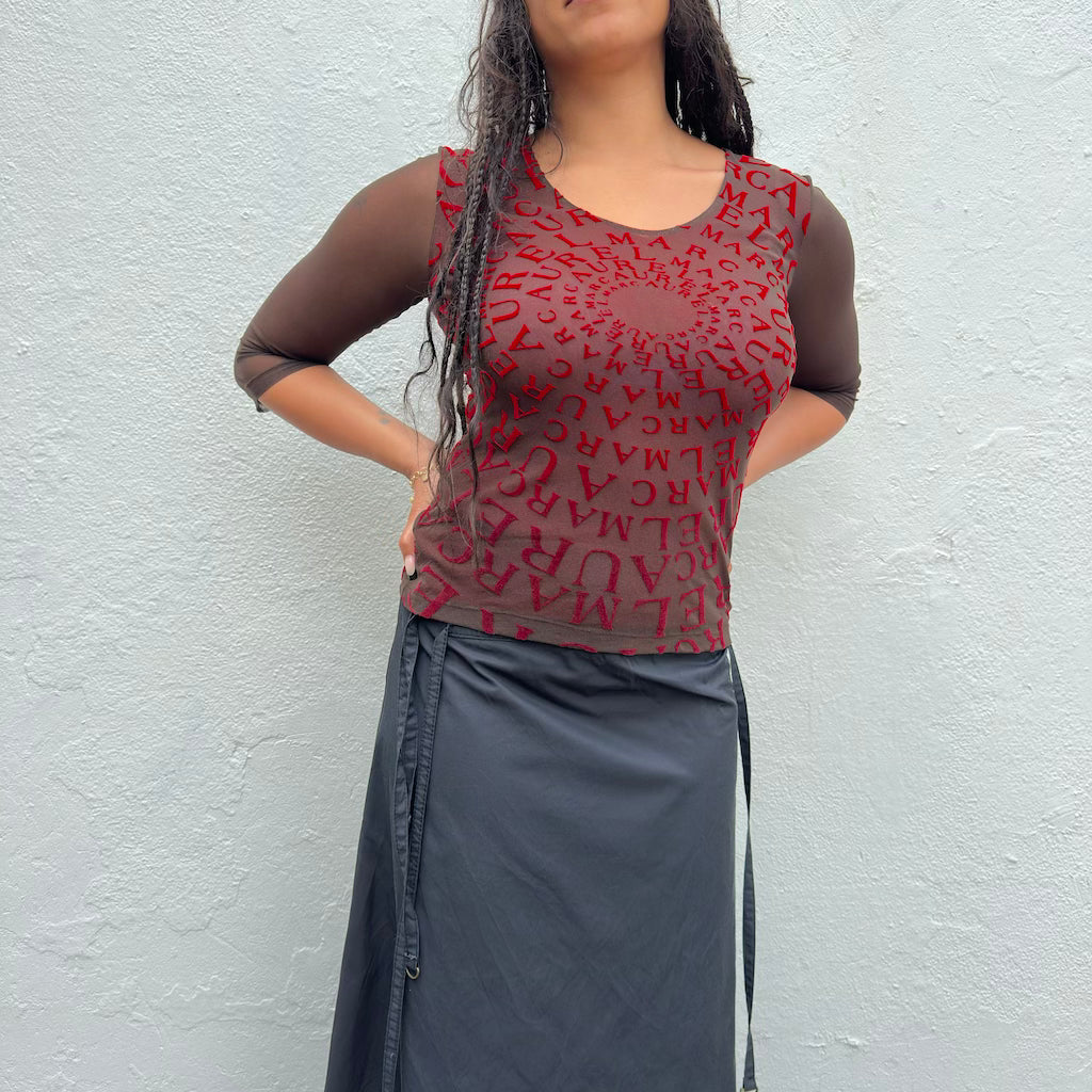 Mesh Velvet Long Sleeve Top