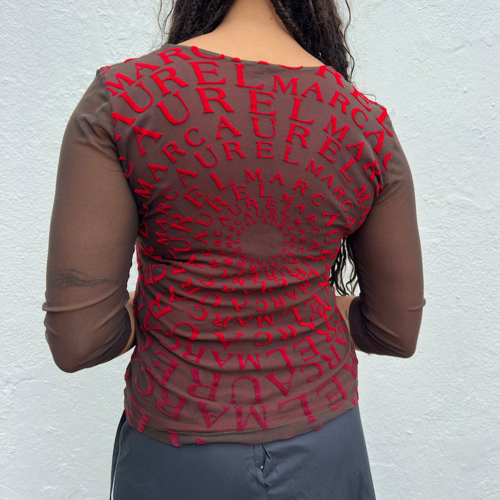 Mesh Velvet Long Sleeve Top