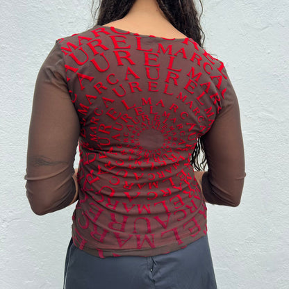 Mesh Velvet Long Sleeve Top