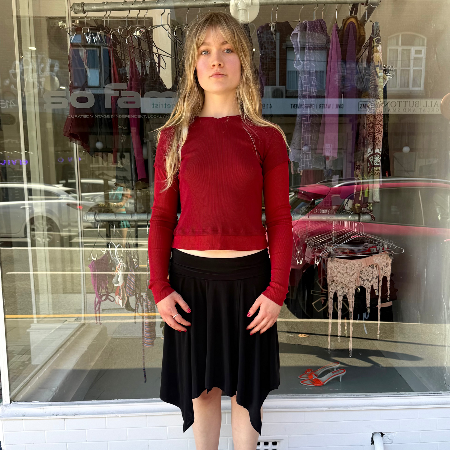 Tea Break Double Sleeve Tee Burgundy