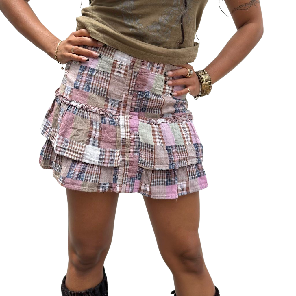 Check Ruffle Skirt